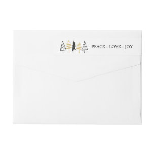 Modern Black & Gold Peace Love Joy Christmas Tree Wrap Around Label