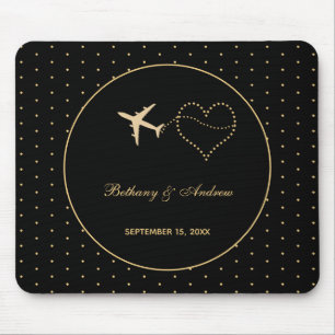 Modern Black Gold Personalised Wedding  Script Mouse Mat