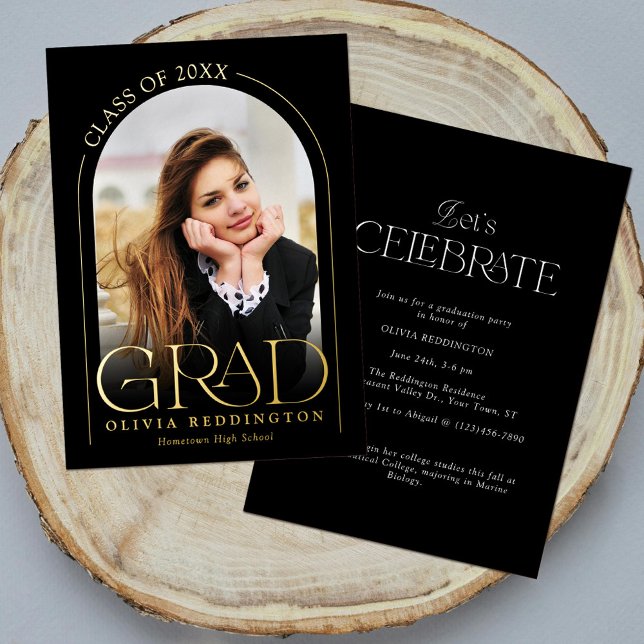 Modern Black Gold Photo Arch Graduation Party (Creator Uploaded)