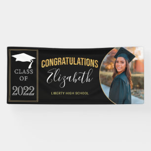 Modern Black Gold Photo Class of Graduation Banner