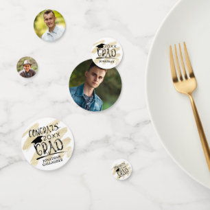 Modern Black Gold Photo Congrats Grad Personalised Confetti