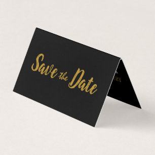 Modern Black & Gold Photo Save The Date Card