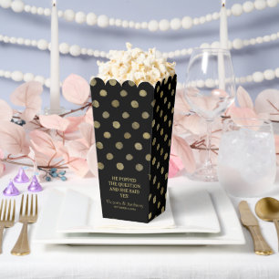 Modern Black & Gold Polka Dots Wedding Favour Box