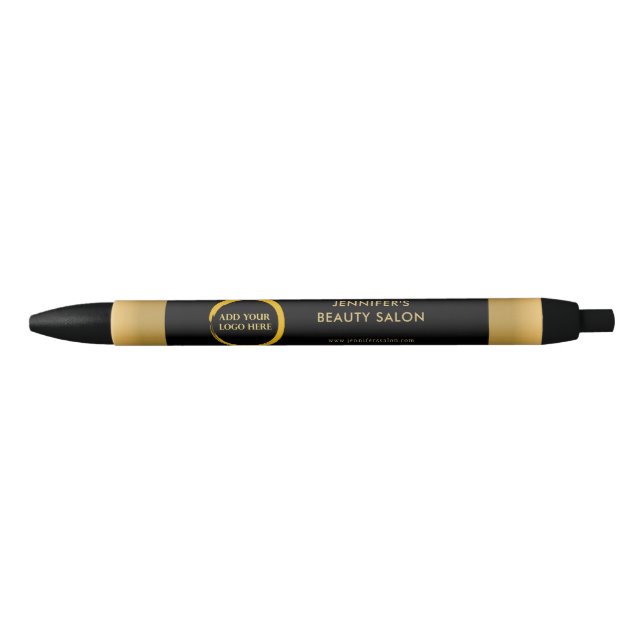 Modern black gold professional promotional logo black ink pen (Front)