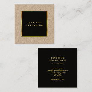 Modern black gold professional rustic kraft square business card