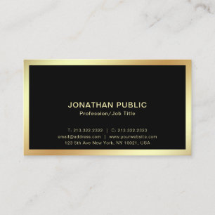 Modern Black Gold Professional Sophisticated Plain Business Card