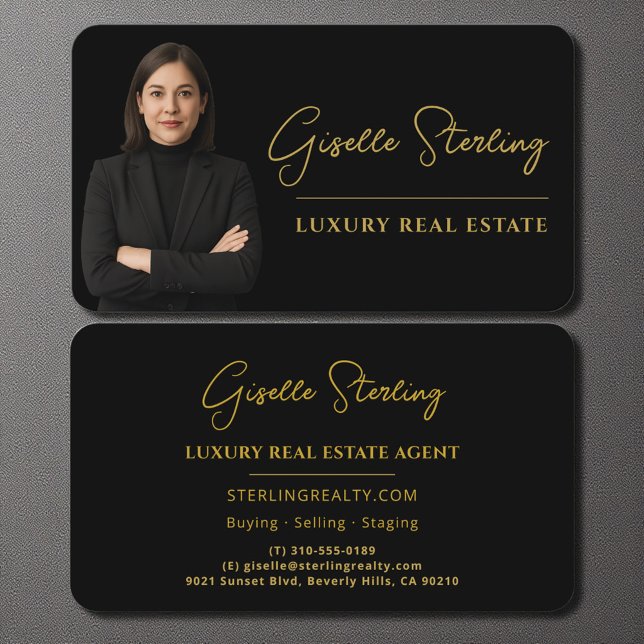Modern Black Gold Real Estate Luxury Business Card (Creator Uploaded)