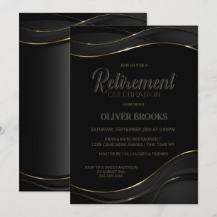 Modern Black Gold Retirement Celebration Invitation