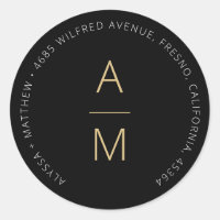 Modern Black + Gold Return Address