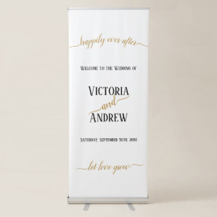 Modern Black Gold Script Minimal Wedding Retractable Banner
