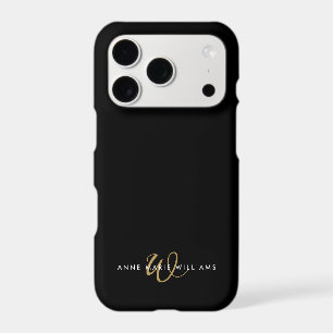 Modern Black Gold Script Monogram