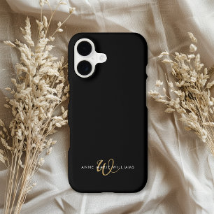 Modern Black Gold Script Monogram