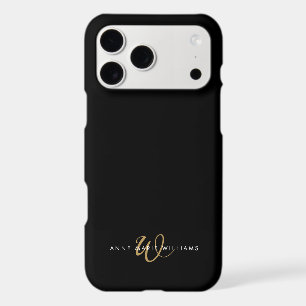 Modern Black Gold Script Monogram