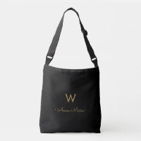 Modern Black Gold Script Monogram