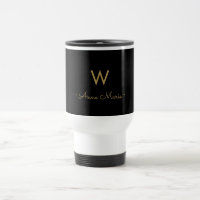 Modern Black Gold Script Monogram