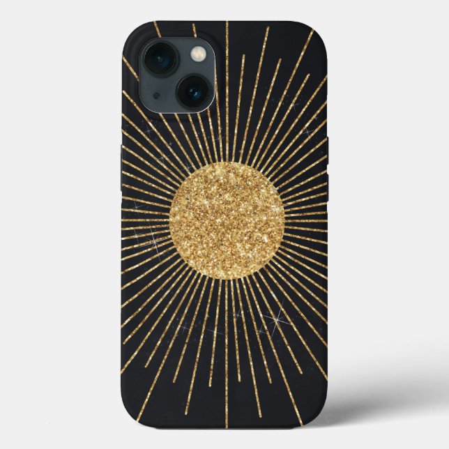 Modern Black Gold Shining Sun Case-Mate iPhone Case (Back)