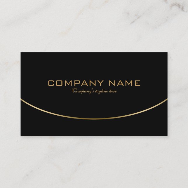 Modern Black & Gold Simple Geometric Design Business Card (Front)