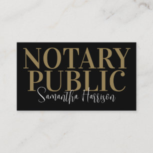 Modern Black Gold Simple Mobile Notary Loan Agent Business Card