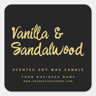 Modern black gold soy candle label