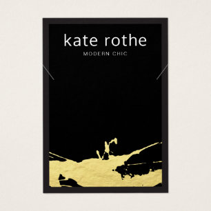 Modern Black Gold Spatter Necklace Display Card