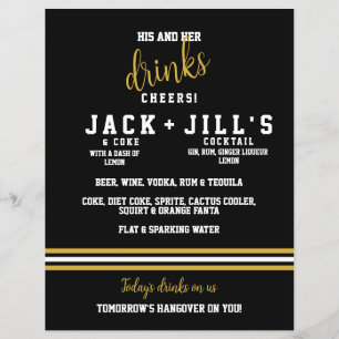 Modern Black Gold Sporty His Her Wedding Drinks