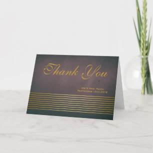 Modern Black Gold Striped Sleek Thank You Card