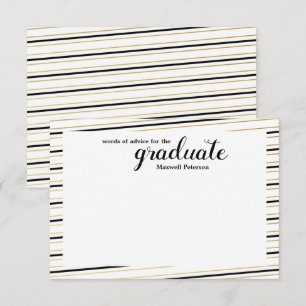 Modern Black & Gold Striped Word of Advice Invitation