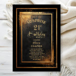 Modern Black Gold Surprise 21st Birthday Party Invitation<br><div class="desc">Make the surprise unforgettable with this modern black and gold surprise 21st birthday party invitation. The customizable text templates allow you to add the name of the honored guest, the secret party details, and the venue with ease. Your guest of honor will be in for a night of laughter and...</div>