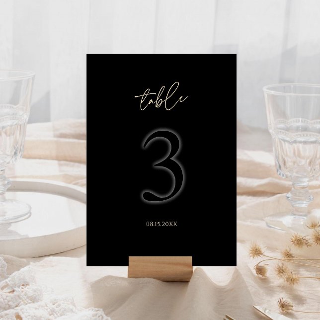Modern Black Gold Table Number 3 Minimalist Luxury (Modern Black Gold Table Number 3 Minimalist Luxury)