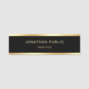 Modern Black Gold Template Elegant Professional Name Tag