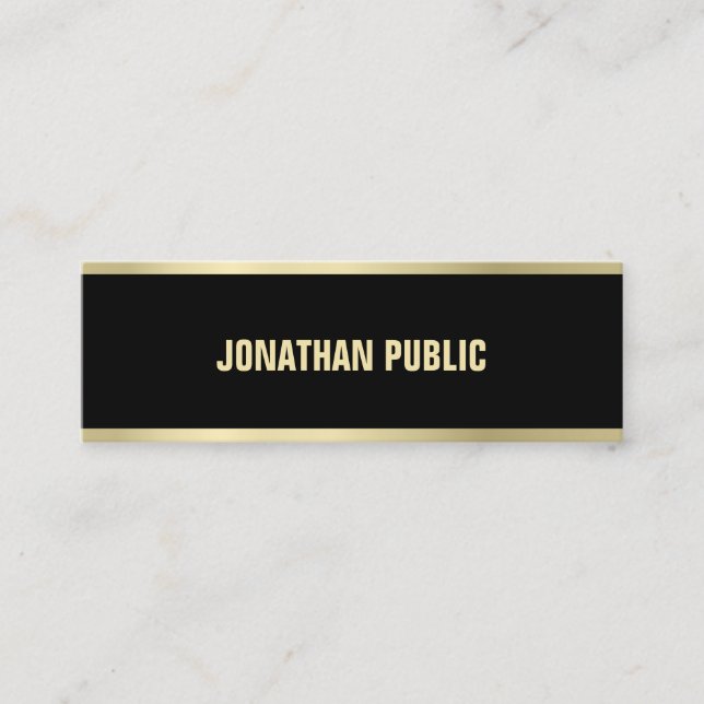 Modern Black Gold Text Elegant Simple Plain Luxury Mini Business Card (Front)