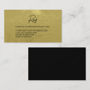 Modern Black & Gold Textured Wedding Rsvp Card
