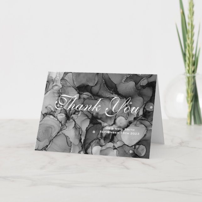 Modern Black Gold Thank You Card (Front)