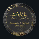 Modern Black Gold Tropical Wedding Save The Date Magnet<br><div class="desc">Elevate your wedding stationery with our modern black and gold wedding invite card design. This is another 100% original Snuggle Hamster Designs.</div>