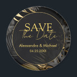 Modern Black Gold Tropical Wedding Save The Date Magnet<br><div class="desc">Elevate your wedding stationery with our modern black and gold wedding invite card design. This is another 100% original Snuggle Hamster Designs.</div>