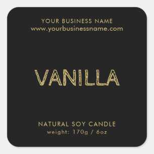 Modern black gold typography candle product label
