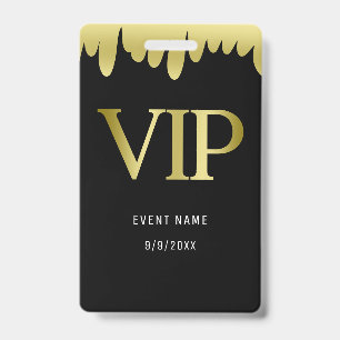 Modern Black Gold VIP Pass ID Badge