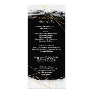 Modern Black & Gold Watercolor Ge ceremony Program Rack Card