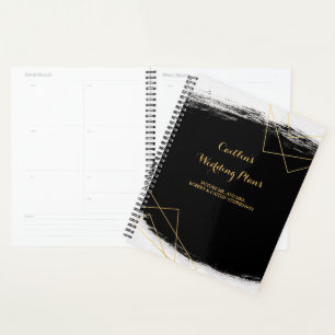 Modern Black & Gold Watercolor Geo Wedding planner
