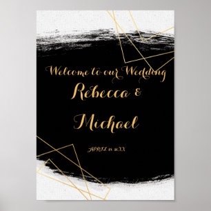 Modern Black & Gold Watercolor Geometric Welcome Poster