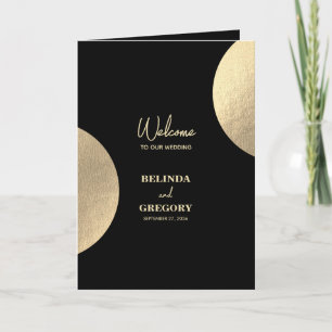 Modern Black Gold Wedding Order of Service Programme