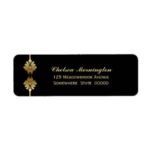 Modern Black Gold Wedding Return Address
