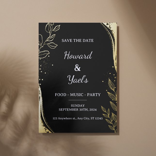 Modern Black & Gold Wedding Save the Date (Creator Uploaded)