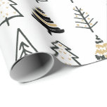 Modern black gold white Christmas tree simple Wrapping Paper<br><div class="desc">For more advanced customisation of this design,  simply select the "Customise It" button above!</div>