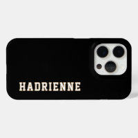 Modern Black Gold White Monogram Outline Name