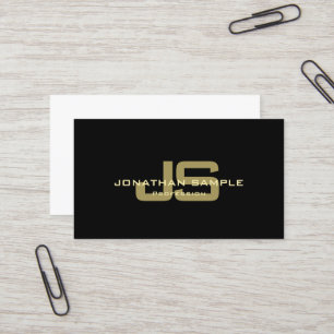 Modern Black Gold White Stylish Monogram Trendy Business Card