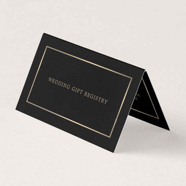 Modern Black & Gold With Photo Gift Registry Card (Front)