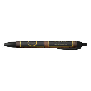 Modern black gold wood pattern professional logo ink pen