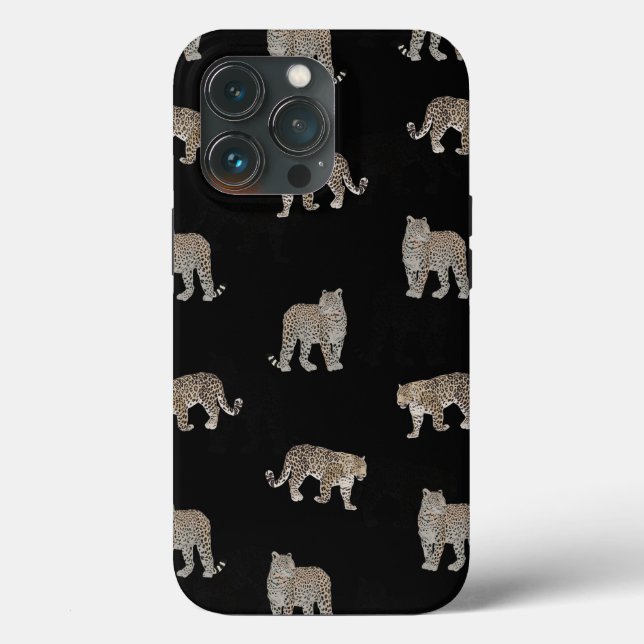 Modern Black Golden Leopard Jungle Animals Case-Mate iPhone Case (Back)