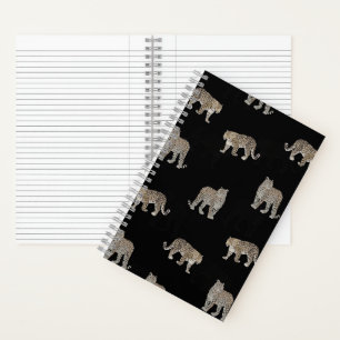 Modern Black Golden Leopard Jungle Animals Notebook